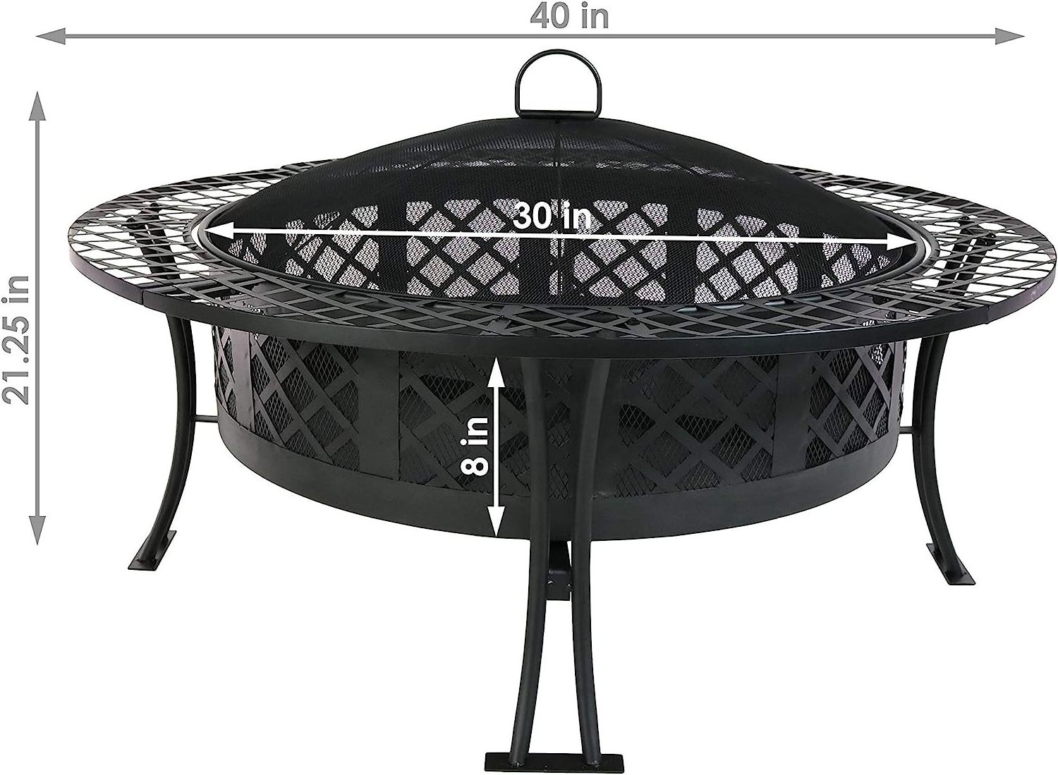 40-Inch Round Steel Fire Pit Table with Durable Spark Screen and Poker