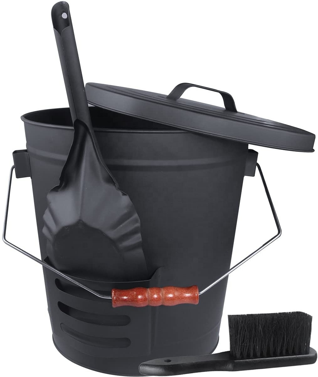 Bucket with Lid and Shovel Hand Broom Fire Places Fire Pits Wood Burning Stoves Hearth Fireplace Accessories Fireplace Tools