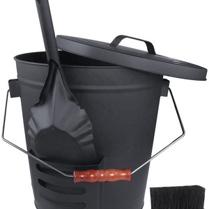 Bucket with Lid and Shovel Hand Broom Fire Places Fire Pits Wood Burning Stoves Hearth Fireplace Accessories Fireplace Tools