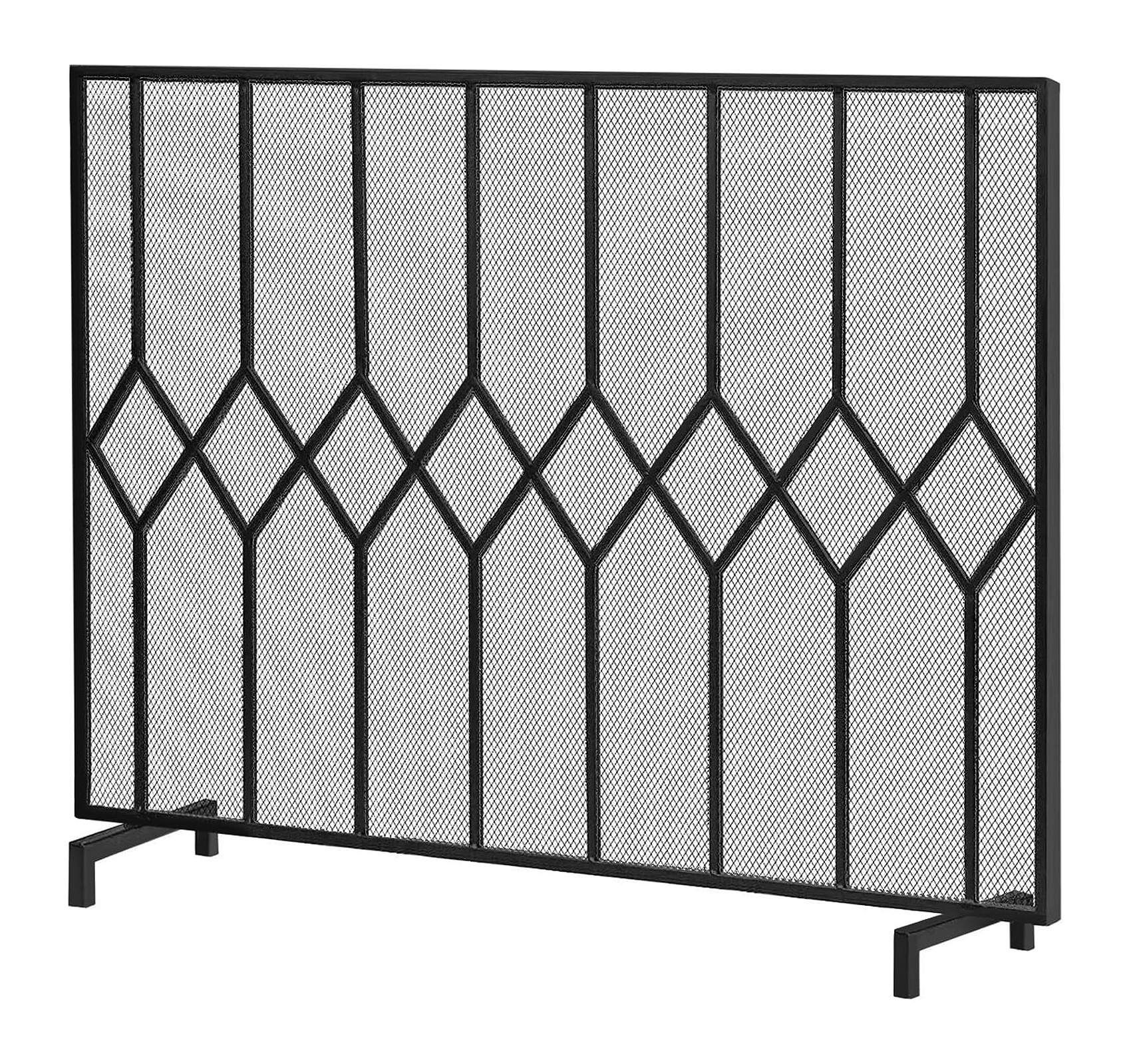 Metal Fireplace Screen Tree of Life Black 44in Flatguard Spark Guard Indoor Grate Stove Decorative Accessories