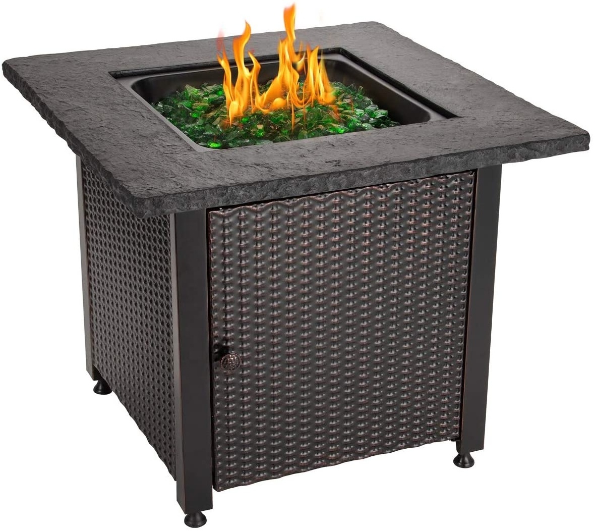 2022 Hot Selling Backyard  Patio Heavy Duty Firewood Grand Patio Outdoor Green Fire Glass Gas Rock Top Fire Pit