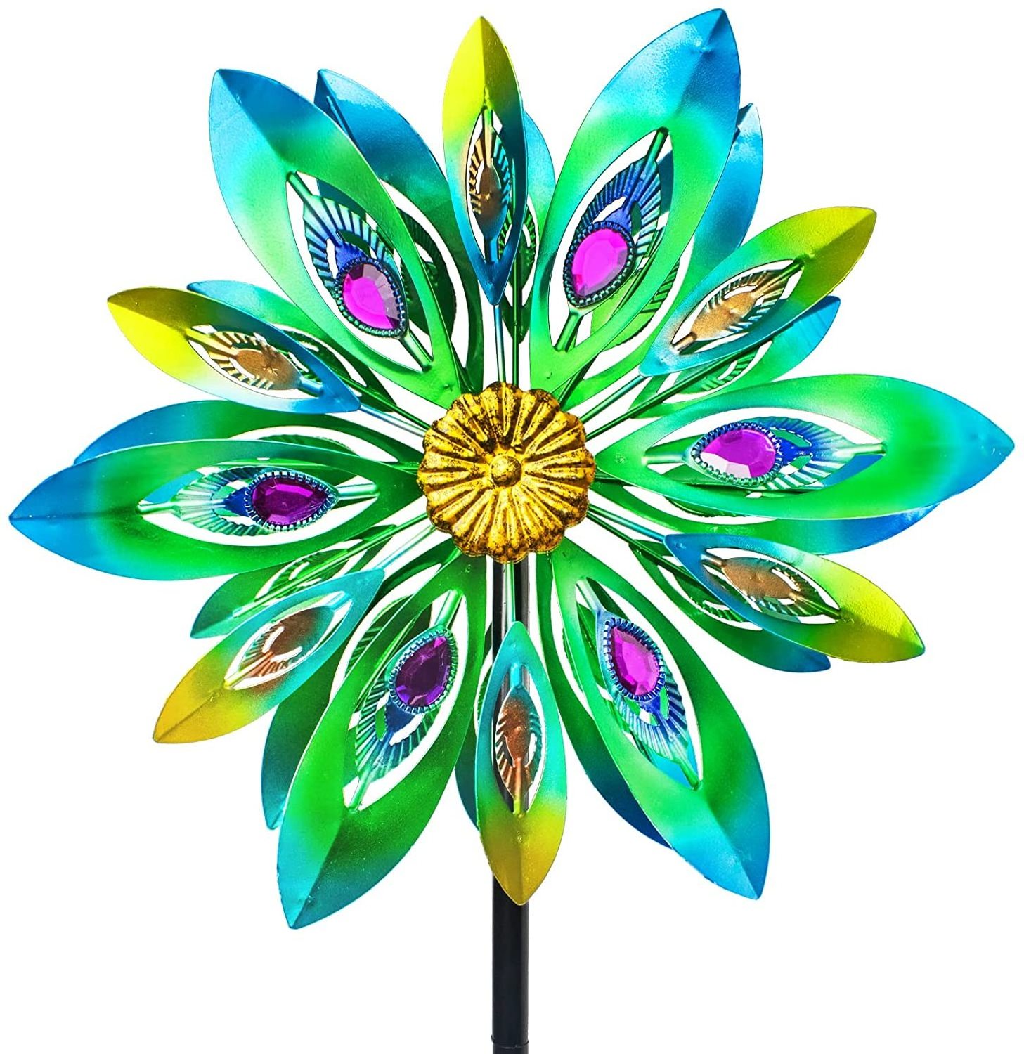 Metal Kinetic Wind Spinner Outdoor Garden Windmill   Decor Patio Garden Sculpture Stake Ornaments iron Wind Spinners