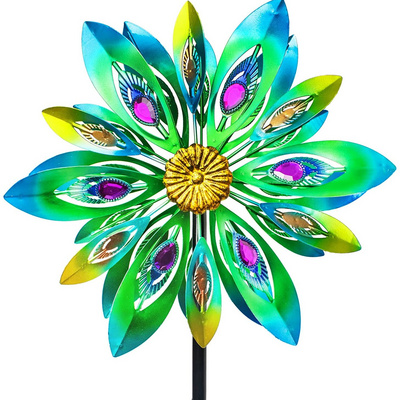 Metal Kinetic Wind Spinner Outdoor Garden Windmill   Decor Patio Garden Sculpture Stake Ornaments iron Wind Spinners