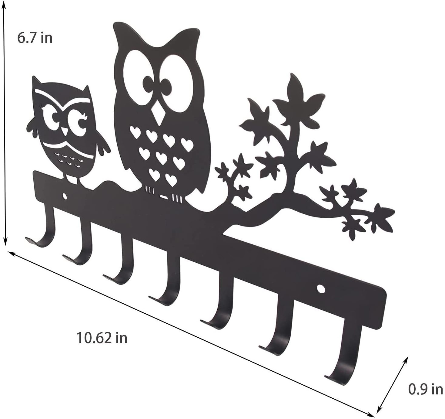 OEM ODM Good Laser Cut Black Wall Hanging Owl Key Holder for Wall Mount Sweet Home Organizer Decorative