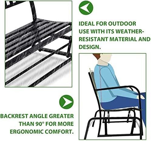 Garden Bench for Patio Outdoor Bench Metal Park Bench Patio Seating for Front Porch Backyard Park Outside Furniture