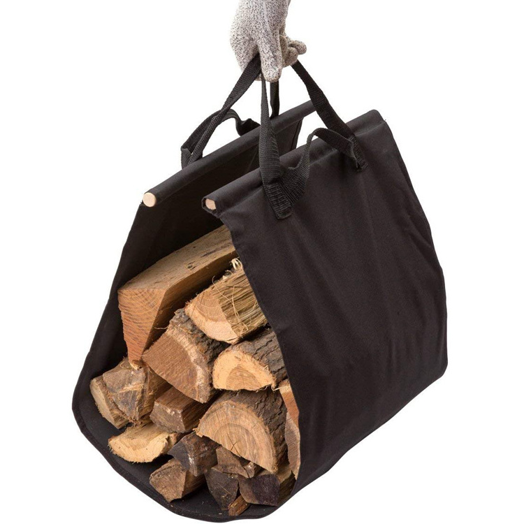 Wood Fireplace Accessories Indoor 4ft Firewood Rack Bracket Outdoor Iron metal Firewood Storage Log Holder with Canvas Carrier