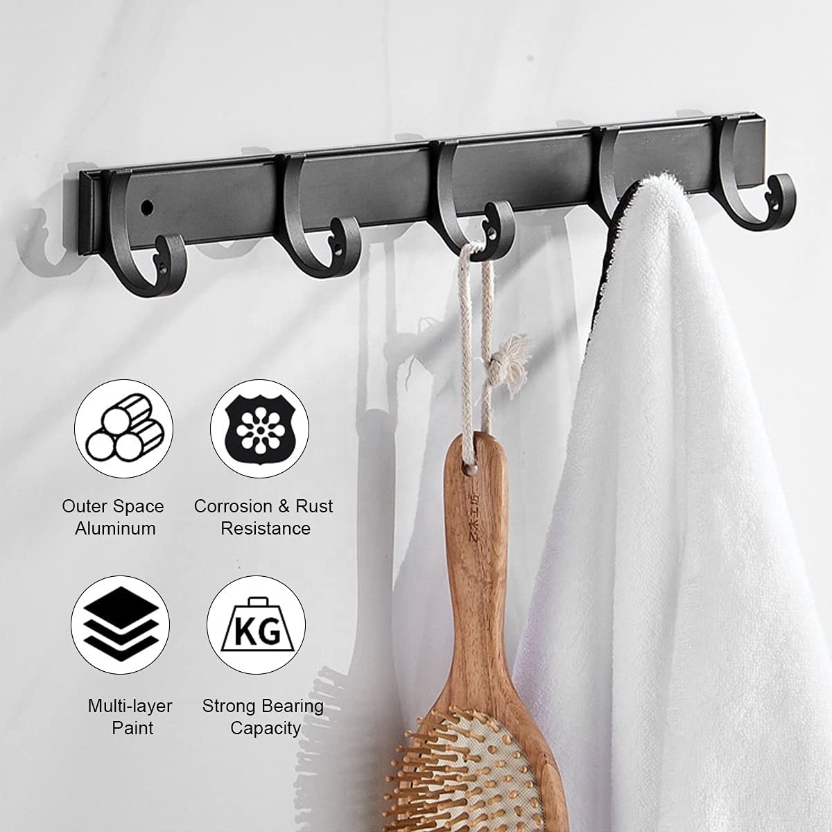 Coat Hat Towel Purse Robes Bathroom Entryway Metal Coat Hook Slip Adjustable 15