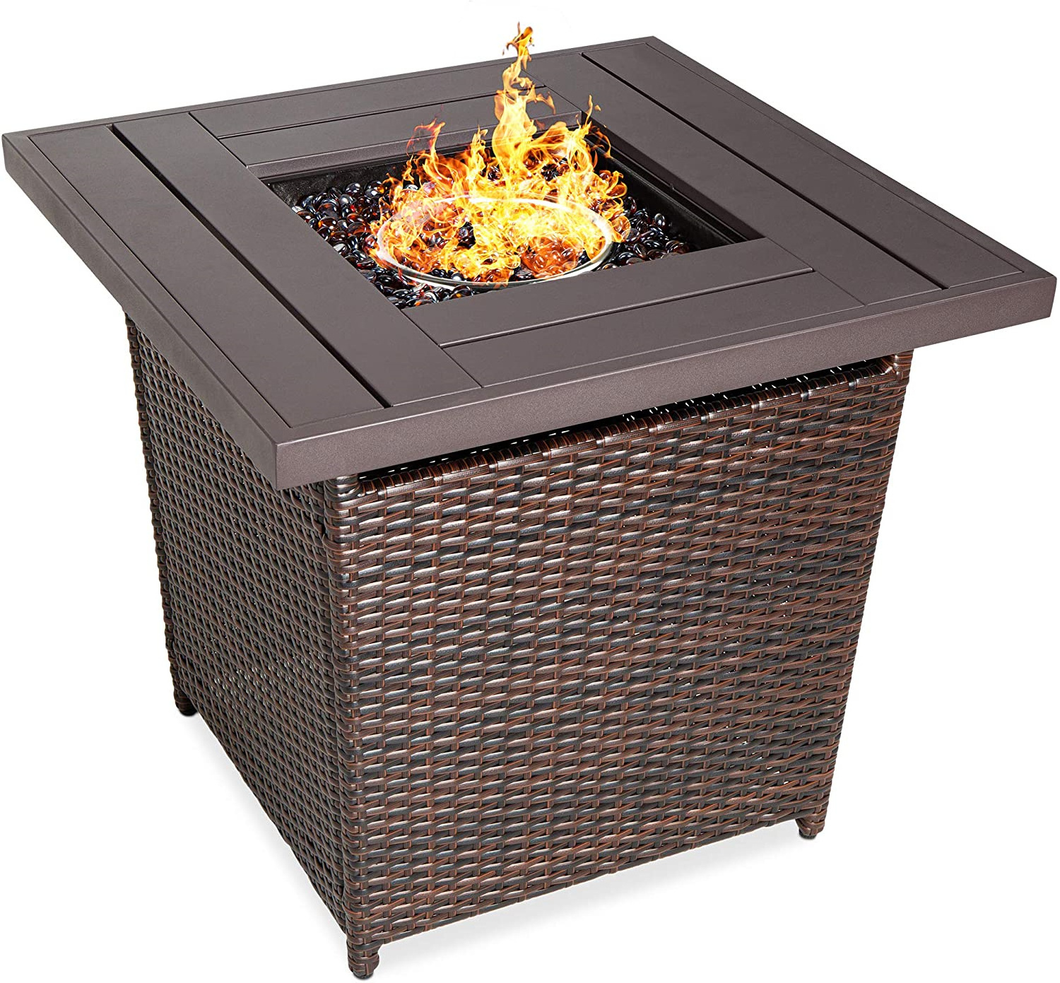 Square Metal Gas Fire Pit Table 28 inch Outdoor Indoor Garden Patio Heater Indoor  firepits