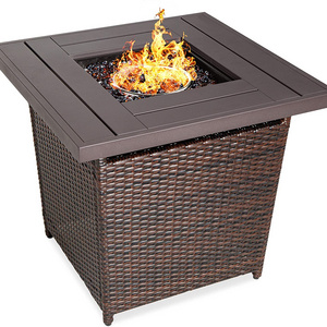 Square Metal Gas Fire Pit Table 28 inch Outdoor Indoor Garden Patio Heater Indoor  firepits