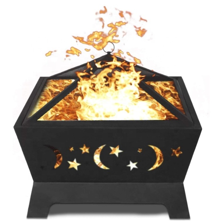 Fire Pit 24 Inch with Star and Moon Design Wood Burning Firepit Zhongpin Hot Sale