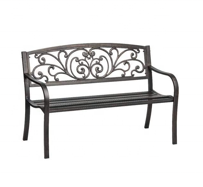 Wholesale Supply Mosaic Powder Coated Garden Bench Heavy Duty Cast Iron Outdoor Patio Bench for Backyard Garden