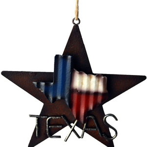 Metal Western Rustic Lone Star 3-D Texas Map Christmas Ornament Hanging  Tree Wall Christmas Decoration