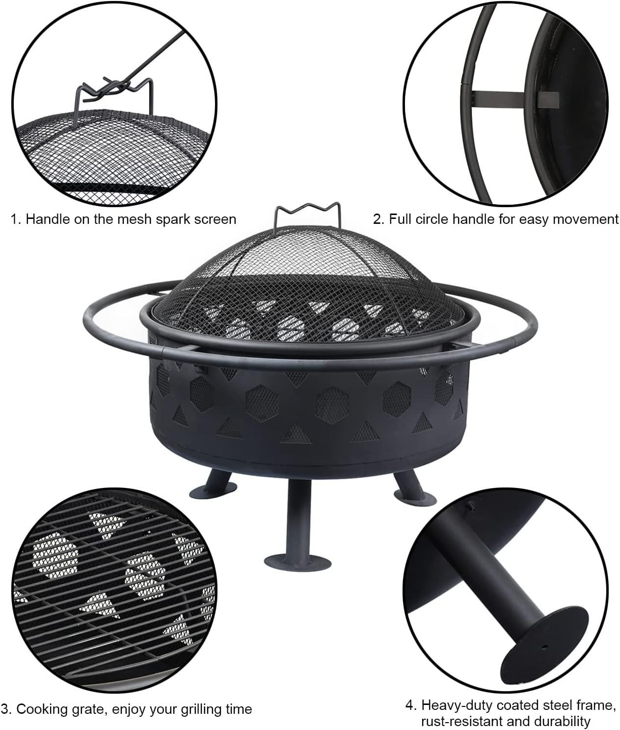 Smokeless Fire Pit, 18.5 Inch Outdoor Bonfire Firepit, Fire Pits for Outside