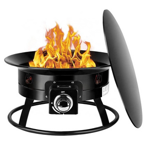 Firebowl FP19ML 19" Outdoor Portable Propane Gas Fire Pit 52,000BTU with Lid & Carry Kit Manual Ignition