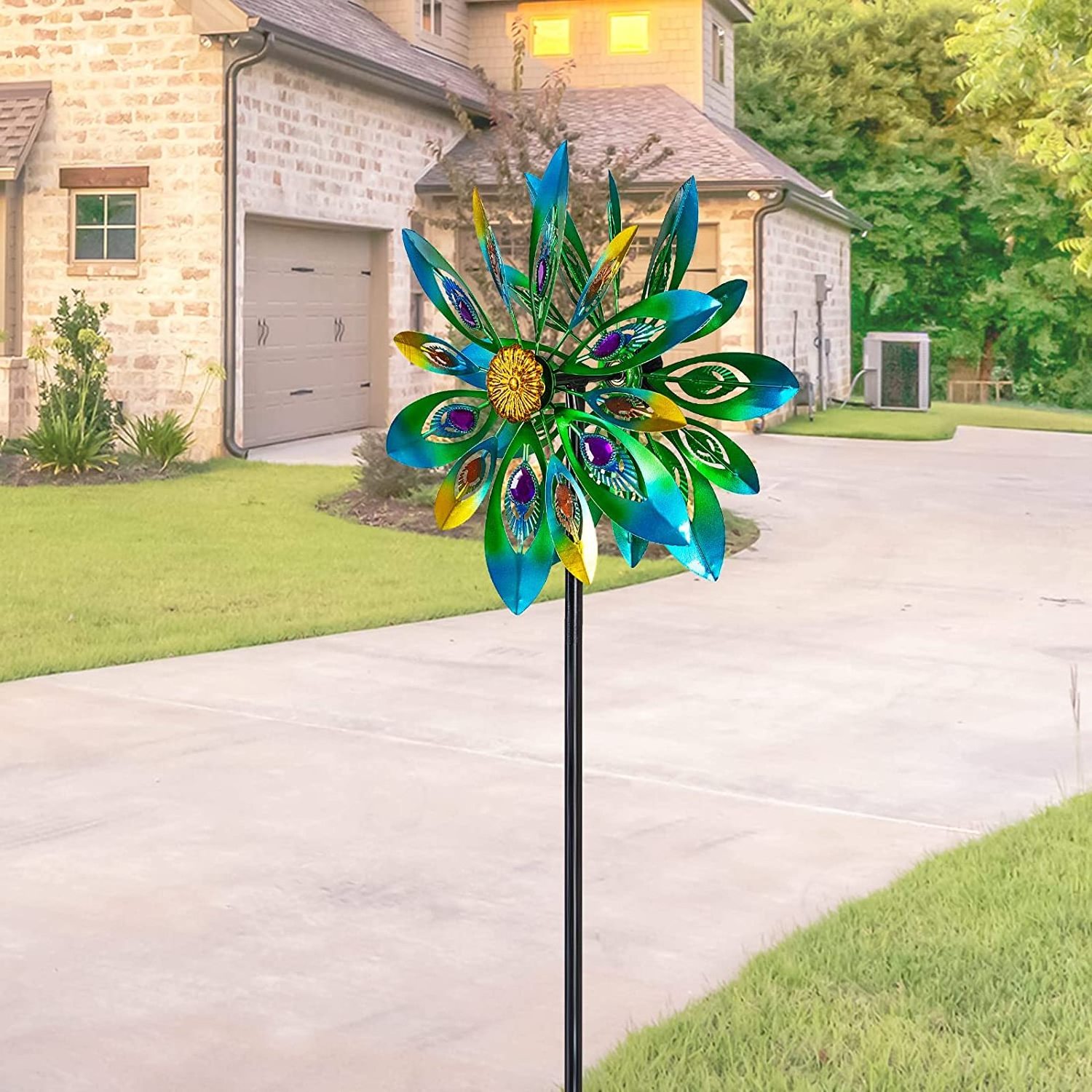 Metal Kinetic Wind Spinner Outdoor Garden Windmill   Decor Patio Garden Sculpture Stake Ornaments iron Wind Spinners