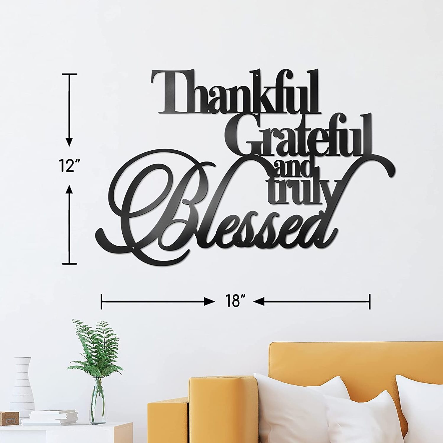 Home Entry Way  Living Room Thankful Grateful Blessed Iron Wall Decor Blessed Neon Wall Signs for Wall Decor