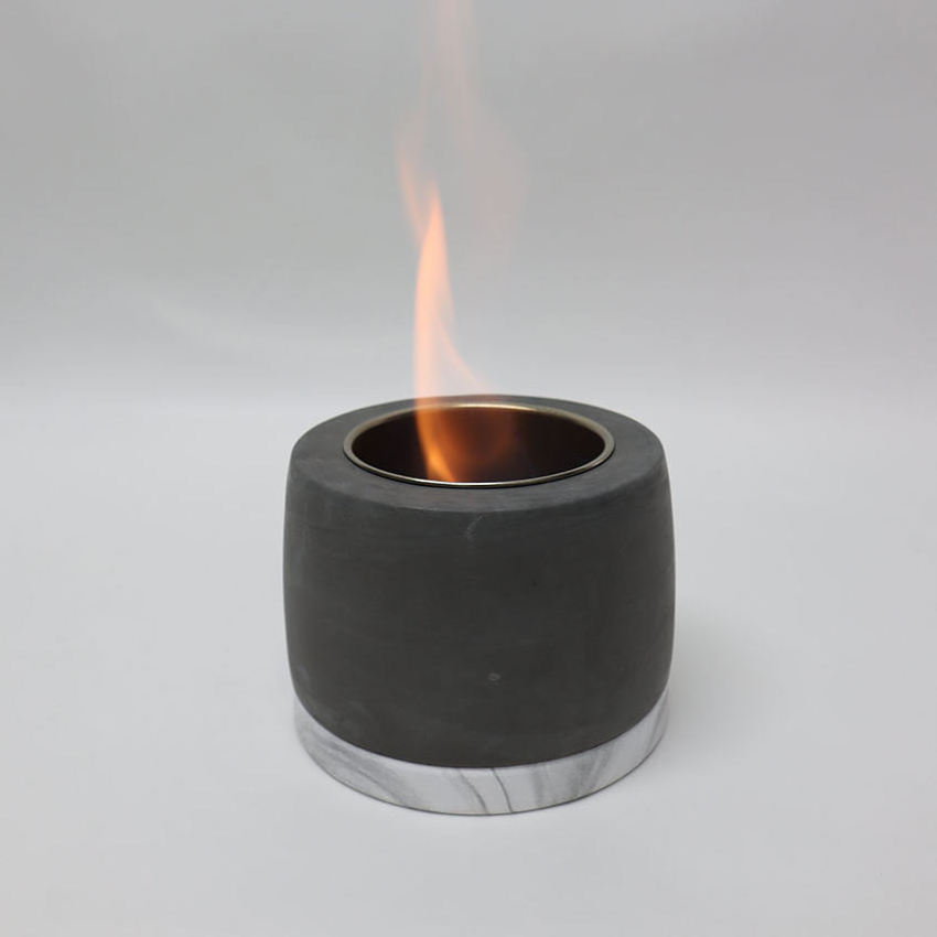 Interior Home Decoration Cylinder Desktop Bio Fuel Personal Ethanol Coffee Table Burner Mini Concrete Portable Fire Pit