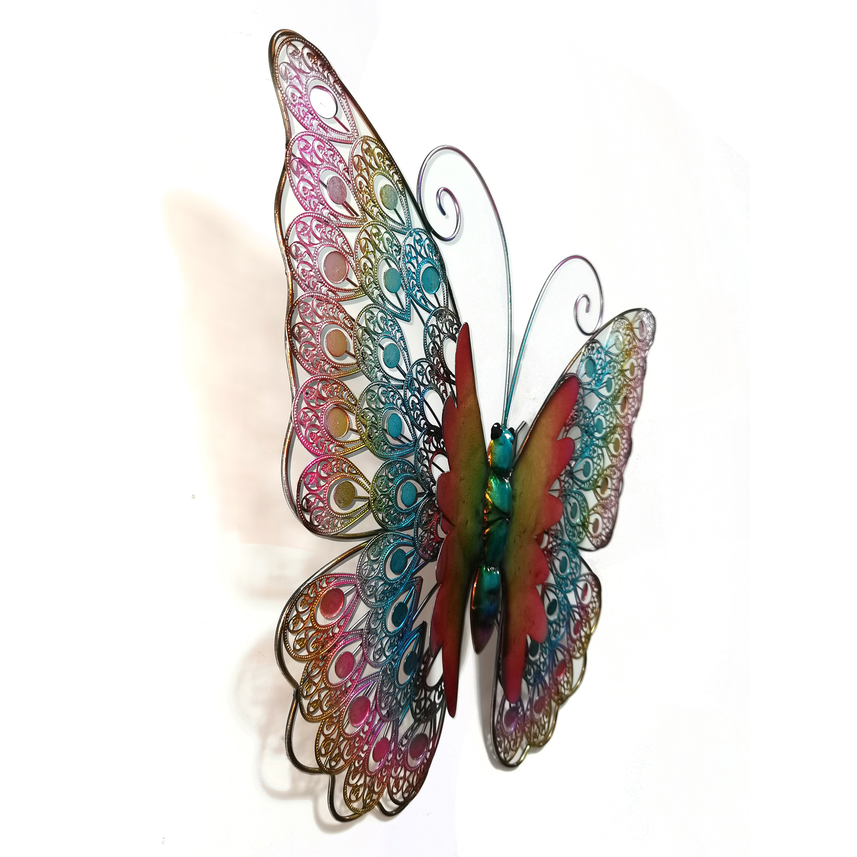 Zhongpin Hot Selling Metal Butterfly Wrought Iron 3d Coloured Home Garden Art Decor Wall hanging Decoration