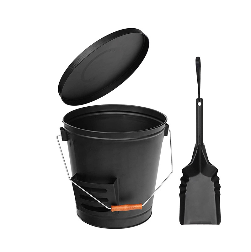 Interior Home Decoration Fireplace Accessories Eco-friendly Smoke Coal Elevator Ash Bucket with Led Light and Lid and Shovel