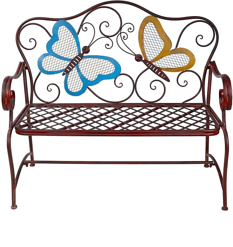 Best Selling Products 2022 Wholesale Iron Butterfly Garden Bench Metal Bench Garden