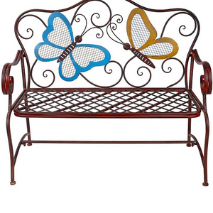 Best Selling Products 2022 Wholesale Iron Butterfly Garden Bench Metal Bench Garden