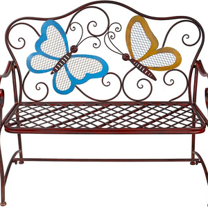 2021 Metal Butterfly Bench Red Outdoor Yard Garden Kids Children Park Bench Decorative iron Antique Furniture