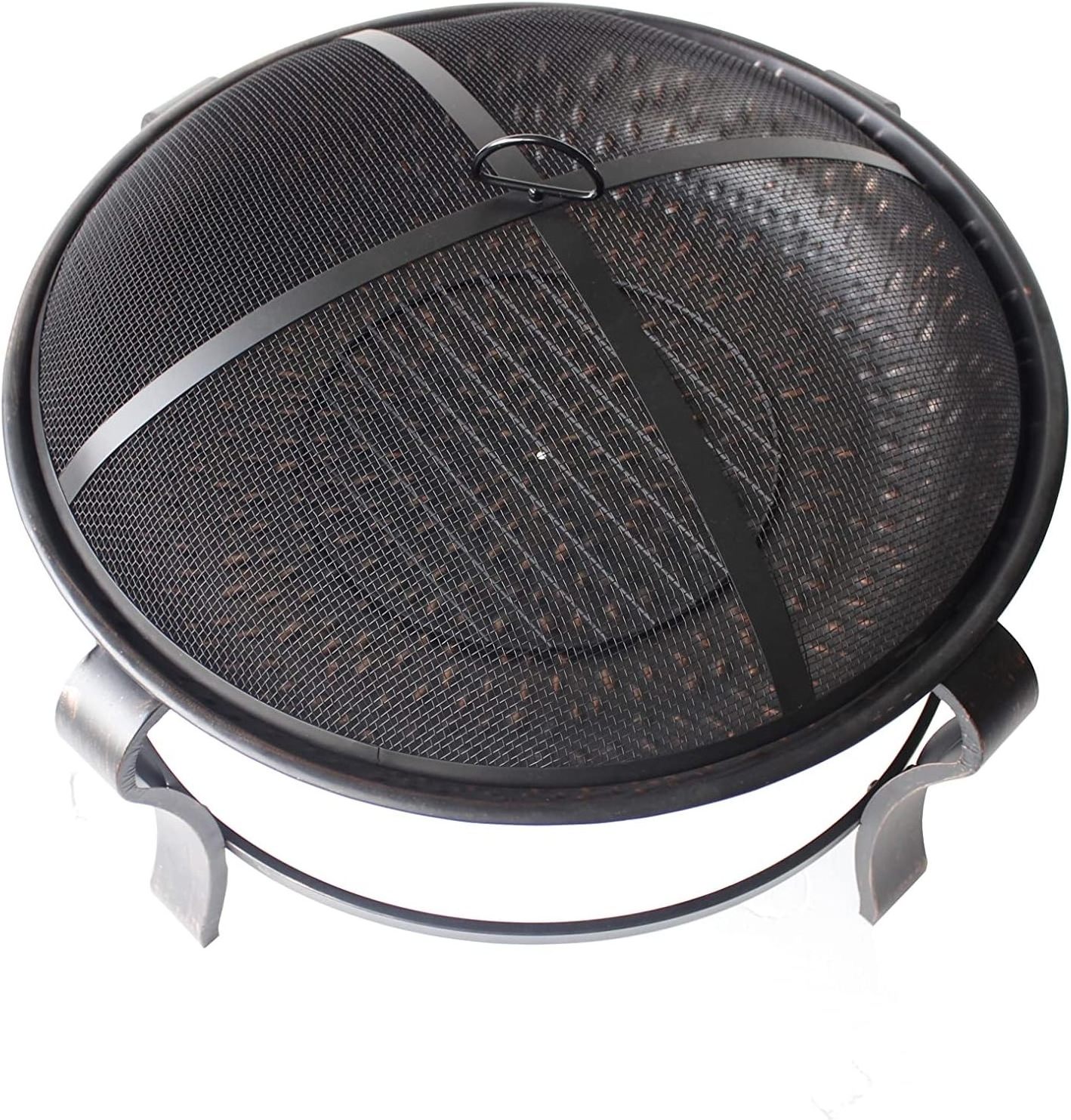 Outdoor Round Wood Burning Fire Pit Bowl with Mesh Screen Outdoor Large Fire Pit