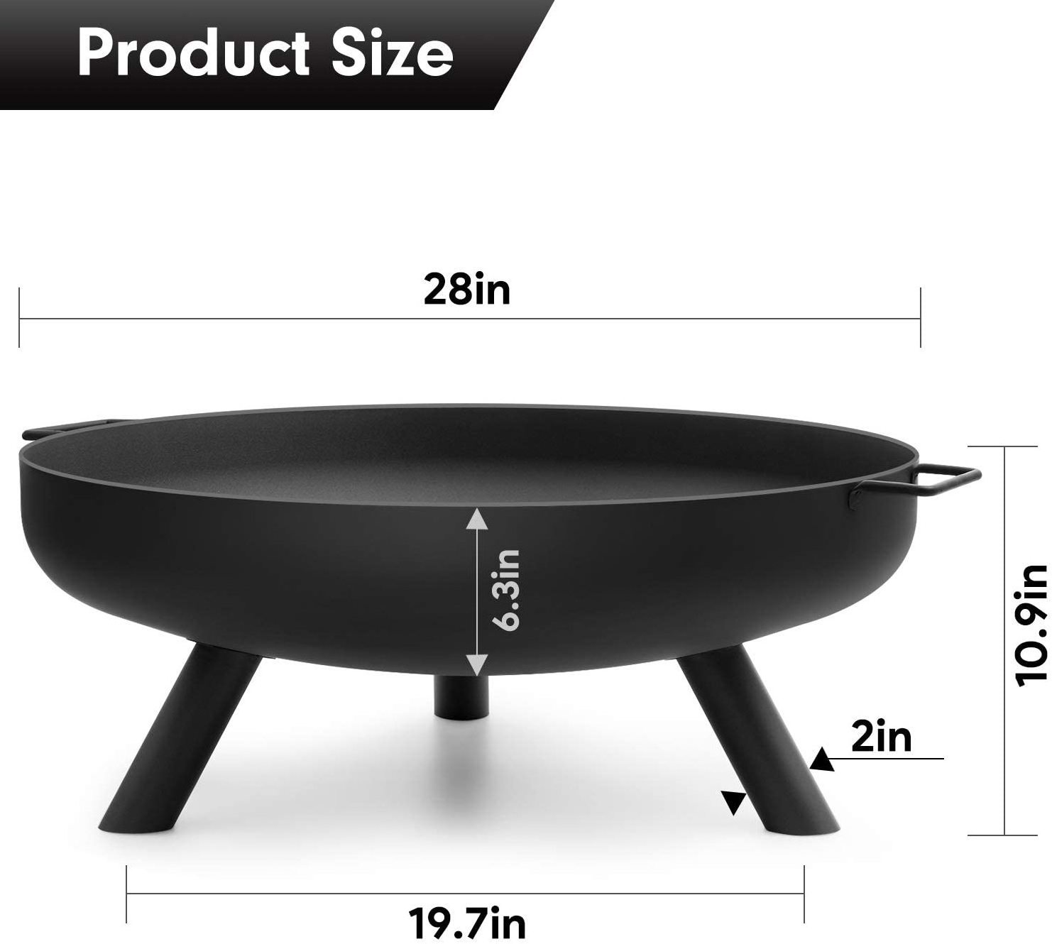 Outside Backyard Deck Camping Beach Heavy Duty Metal Grate Rustproof Black Fireplace Extra Deep Large Round Cast Iron Fire Pit