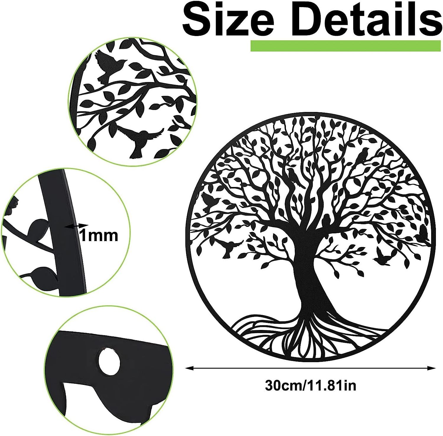 Tree of Life Metal Wall Art 11.8 Inch Wall Hanging Family Tree Wall Decor Hanging  Indoor Outdoor Decoration