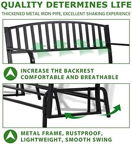 Garden Bench for Patio Outdoor Bench Metal Park Bench Patio Seating for Front Porch Backyard Park Outside Furniture