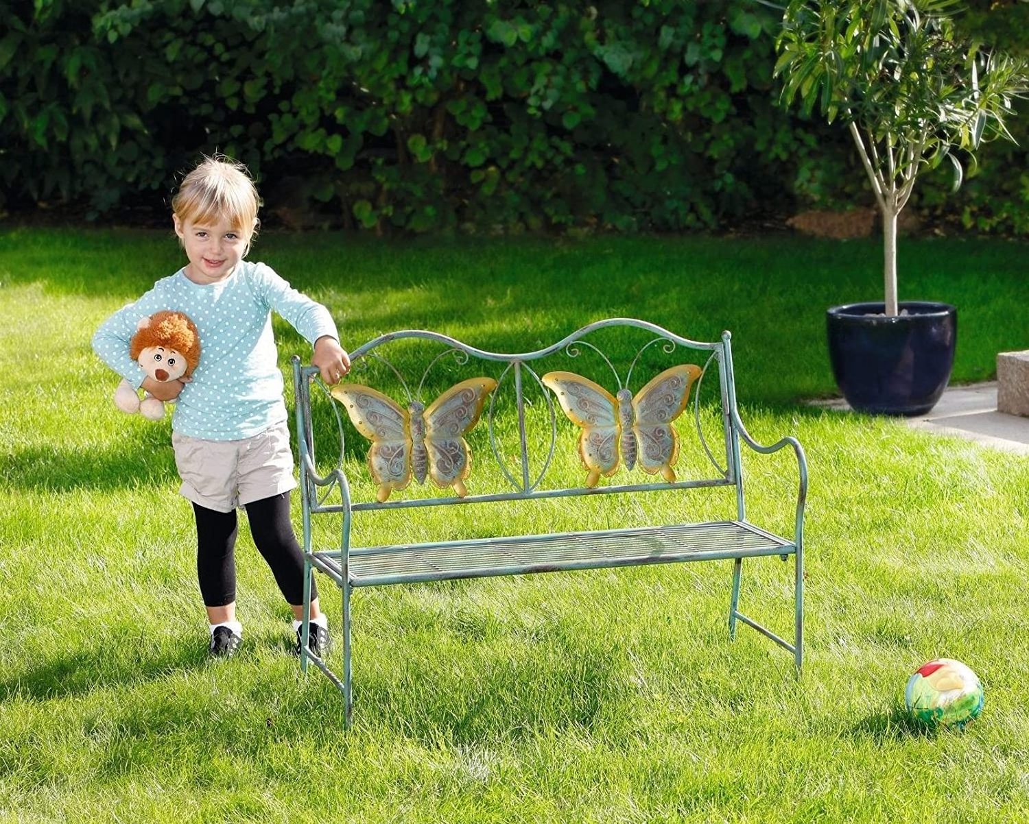 2021 Metal Butterfly Bench Outdoor Yard Garden Kids Park Benches  Decorative iron Antique Furniture