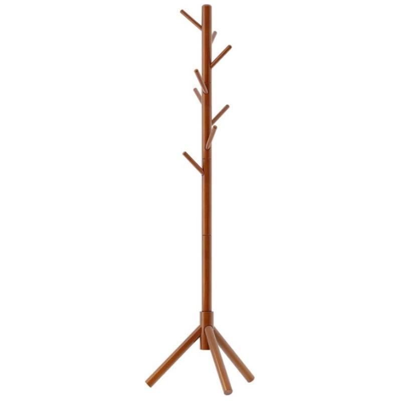 Handmade Wooden Coat Rack Freestanding Hall Tree Shape Stand with 8 Hooks