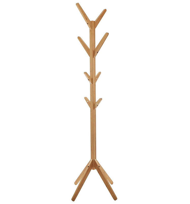 Modern Design Cheap Home Decoration Bedroom Portable Natural Bamboo Floor Standing Coat Rack