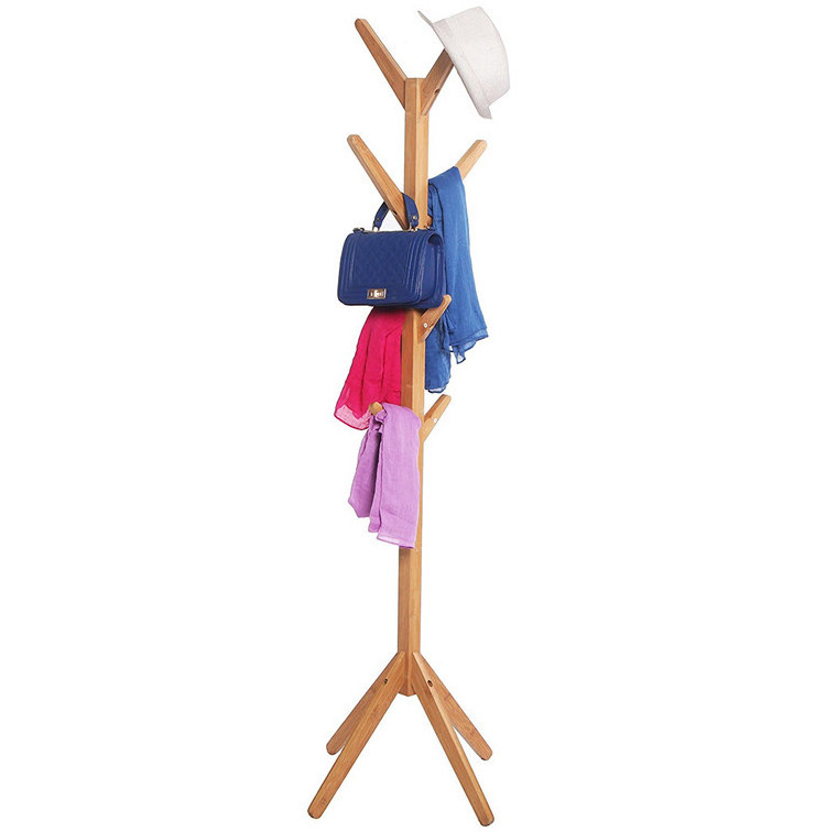 Modern Design Cheap Home Decoration Bedroom Portable Natural Bamboo Floor Standing Coat Rack