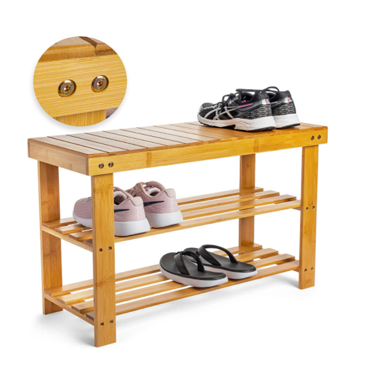 Simple Design Stackable Shoe For Home Bamboo Shoes Rack