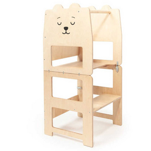 Baby Learning Tower For Children Kitchen Helper Step Stool Adjustable Height Foldable Learning Helper Tower