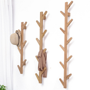 New Listing Custom 8-Hook Wood Tree Branch Design Hanging Organizer Bamboo Wall Mounted Coat Rack