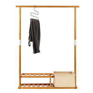 Good quality cheap home furniture folding adjustable natural bamboo hanging clothes rack