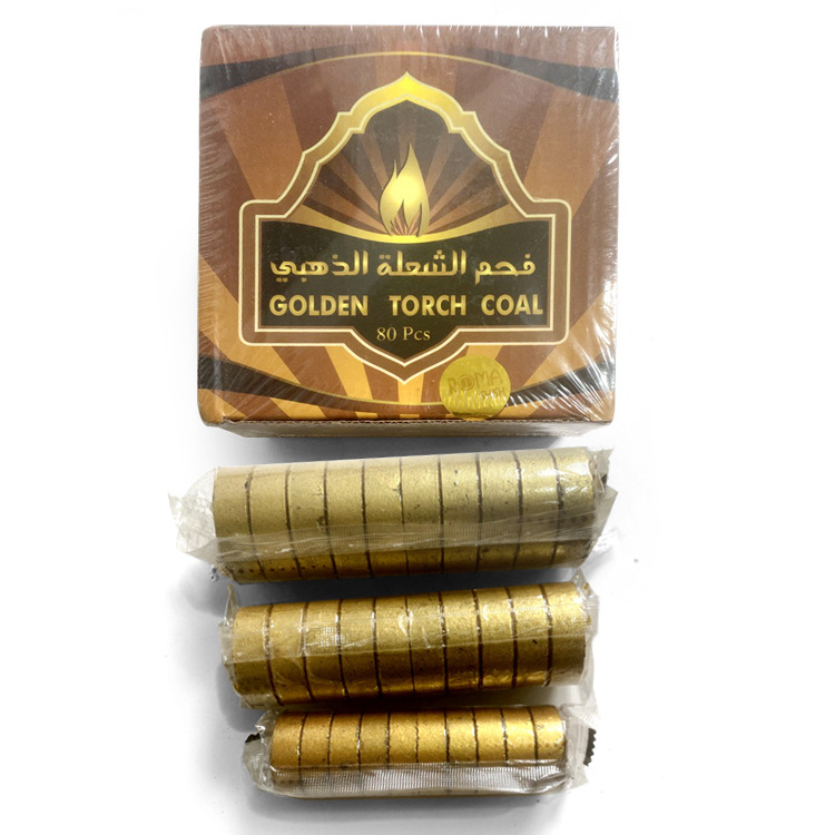 Oman Market Pure Fruit Wood Quick Burning Shisha For Hookah Incense Golden silver Charcoal