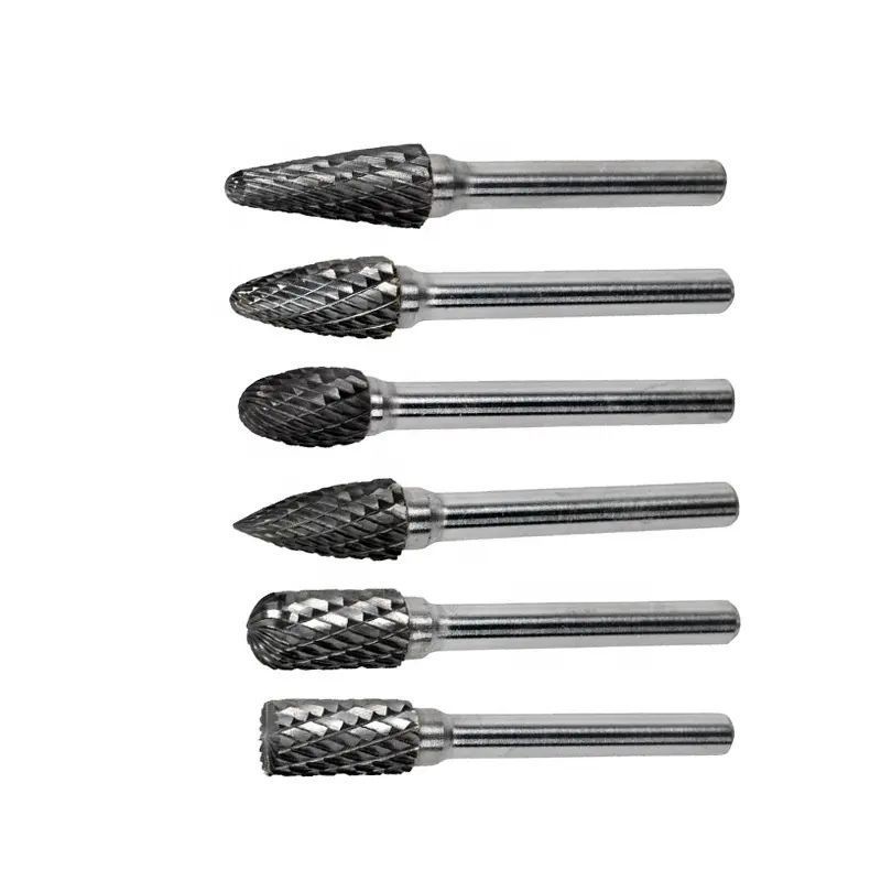 Fengke 1/4''Shank Tungsten Double Cut Carbide Steel Wood Carving Rotary Burr Files Set For Sharping