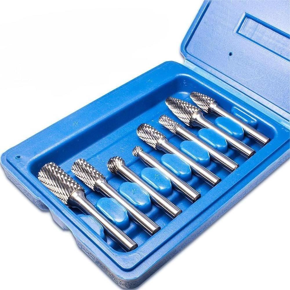 Fengke 1/4''Shank Tungsten Double Cut Carbide Steel Wood Carving Rotary Burr Files Set For Sharping