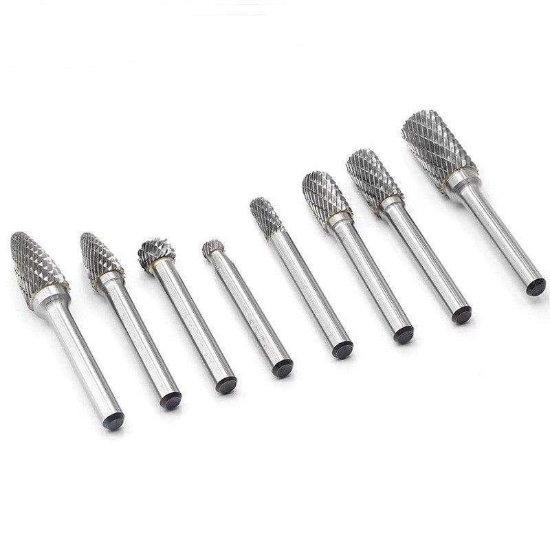 Fengke 1/4''Shank Tungsten Double Cut Carbide Steel Wood Carving Rotary Burr Files Set For Sharping