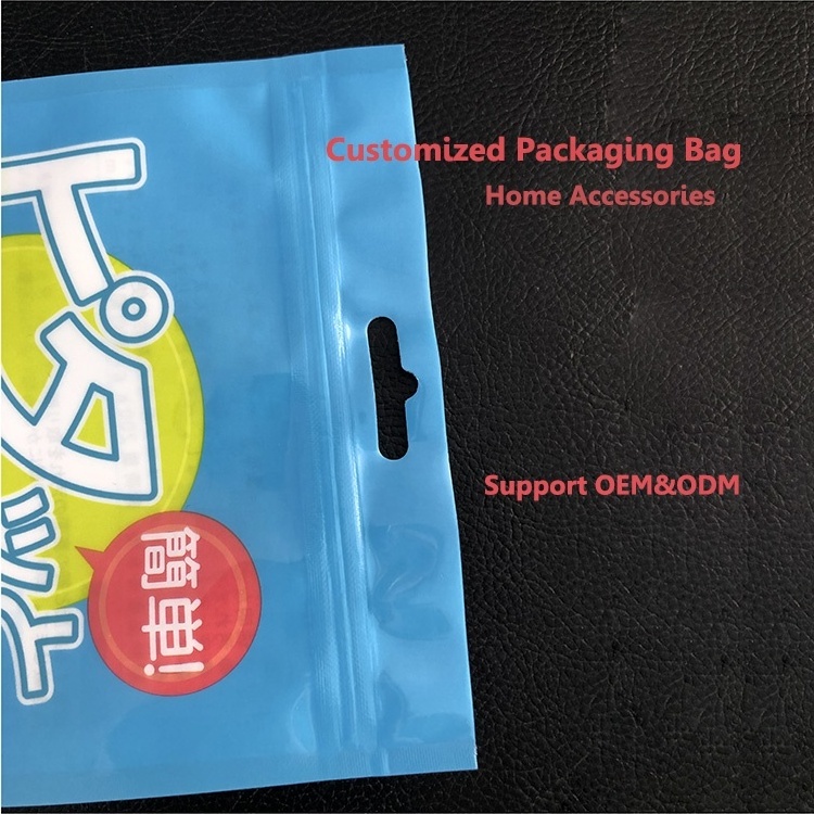 Wholesale Recyclable Plastic Laminated Bag Sleeves Packaging Bag Custom Logo Zip Packaging Bag for Home Accessories