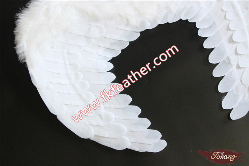 White Fabric Angel Wings Turkey Marabou Feather Christmas Ornament