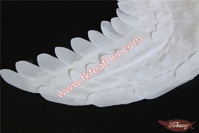 White Fabric Angel Wings Turkey Marabou Feather Christmas Ornament