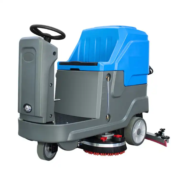 Electric compact automatic floor tile scrubber ride