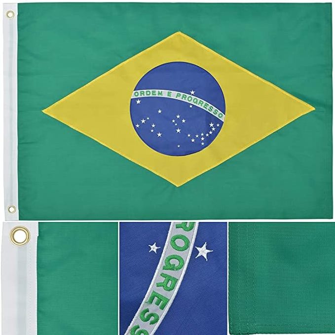 Manufacturers 3x5 brazil flag - bright colors and anti-fading materials - polyester canvas and brass buttonhole wholesale