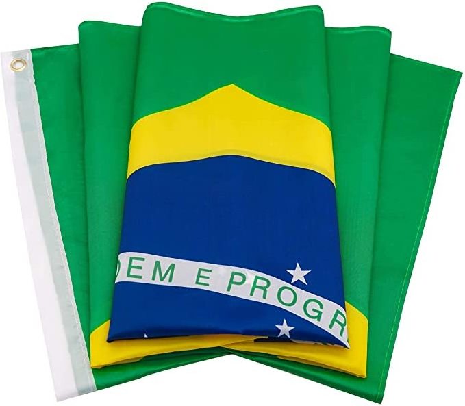 Manufacturers 3x5 brazil flag - bright colors and anti-fading materials - polyester canvas and brass buttonhole wholesale