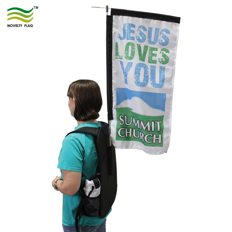 Teardrop Feather Custom Double sides printing Walking Backpack Flying Flags Banner for Promotional outdoor Advertising