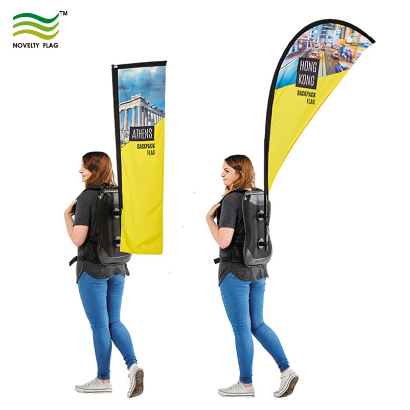 Teardrop Feather Custom Double sides printing Walking Backpack Flying Flags Banner for Promotional outdoor Advertising